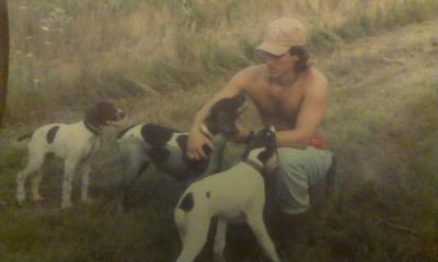 Donny Zarra with his first litter of German Shorthaired Pointers. 1993 Donny Zarra with his first litter of German Shorthaired Pointers. 1993