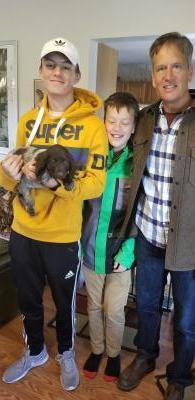Steve, Marcus, Motts from Colorado with there new puppy Adalyn (Orange Collar). Her call name is Lilly Steve, Marcus, Motts from Colorado with there new puppy Adalyn (Orange Collar). Her call name is Lilly