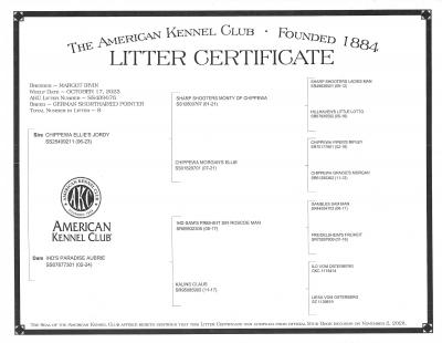 Litter Certificate